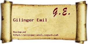 Gilinger Emil névjegykártya